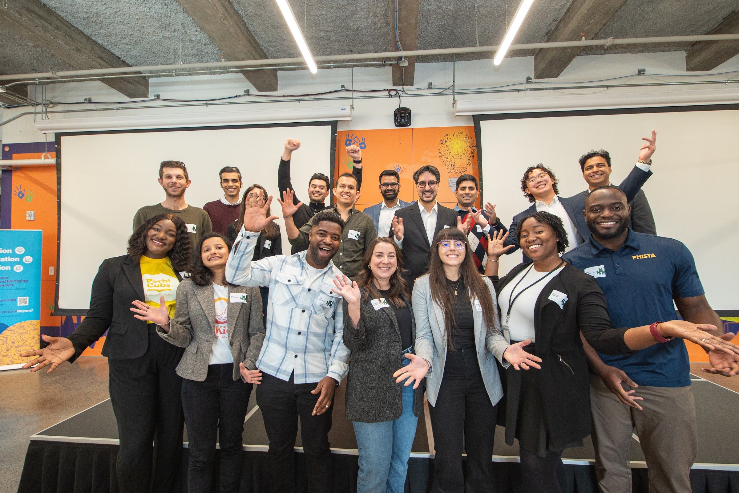 Founders from the Immigrant Founder Launchpad celebrating together on stage